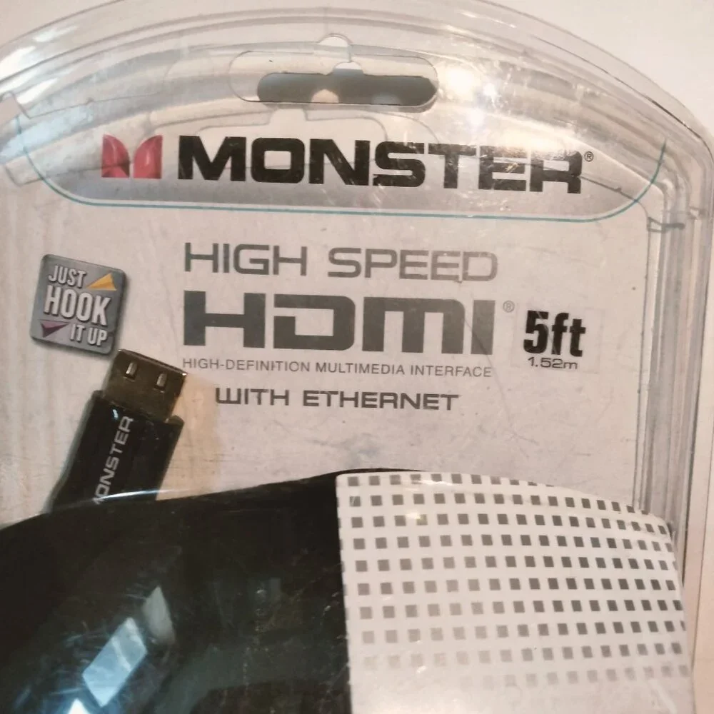 Monster High Speed HDMI Cable Ethernet 5ft HD Video Audio Compatible All Brands